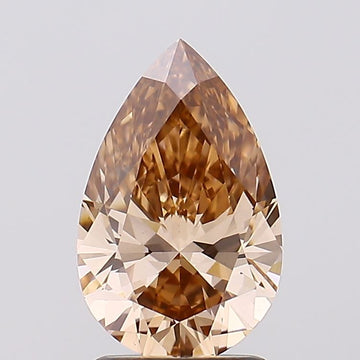 Bright 1.58 CT Pear Shape Fancy Light Brown Color VS1 Clarity Lab grown Diamond For Anniversary Ring