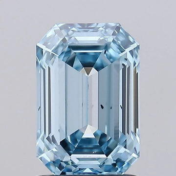 Custom Luxury Of 0.92 CT Emerald Shape Fancy Intense Blue Color VS2 Clarity Moissanite Diamond For Shared Quiet