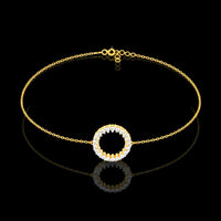 0.21 TCW Elegant Gold Chain Bracelet with Radiant Open Circle Round Lab Grown Diamond Halo Centerpiece By Ivevar