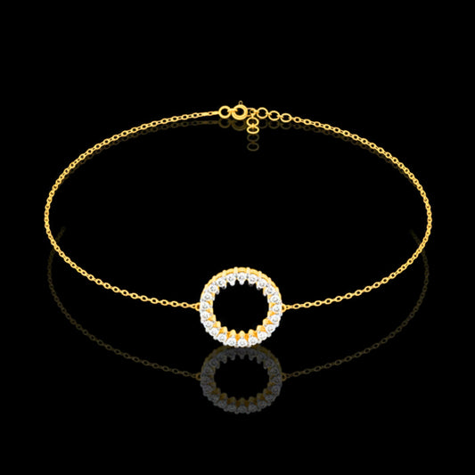 0.21 TCW Elegant Gold Chain Bracelet with Radiant Open Circle Round Lab Grown Diamond Halo Centerpiece By Ivevar