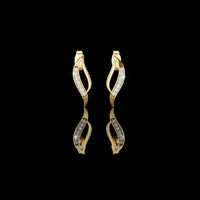 0.14 TCW Serenova Curve Moissanite Diamond Gold Stud Earrings with Fluid Open Arc Design For Gift