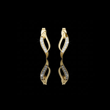 0.14 TCW Serenova Curve Moissanite Diamond Gold Stud Earrings with Fluid Open Arc Design For Gift