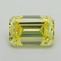Great Of 0.94 CT Emerald Shape Fancy Vivid Yellow Color VS2 Clarity Lab Grown Diamond For Faint Echo