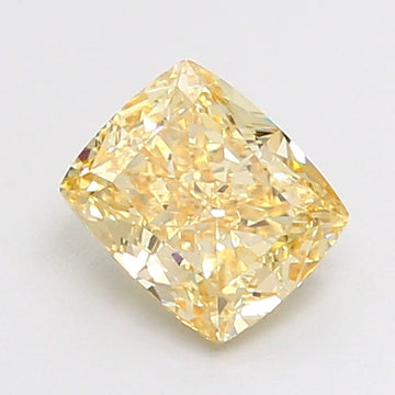Stylish VVS2 Clarity 1.10 CT Cushion Shape Fancy Intense Yellow Color Moissanite Diamond For her Ring