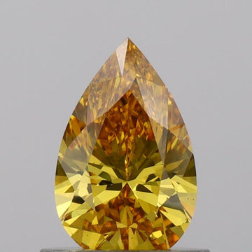 Perfect 0.70 CT Pear Shape Fancy Vivid Orangy Yellow Color VS2 Clarity Lab Grown Diamond For Low Fire