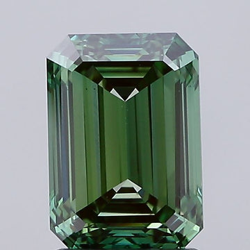 Top Quality Fancy Vivid Green Color VS2 Clarity 2.01 CT Emerald Shape Moissanite Diamond For her Ring