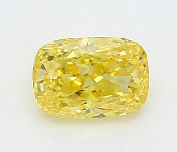 Luxurious 0.28 CT Cushion Shape Fancy Vivid Yellow Color VS1 Clarity Lab Grown Diamond For Long After