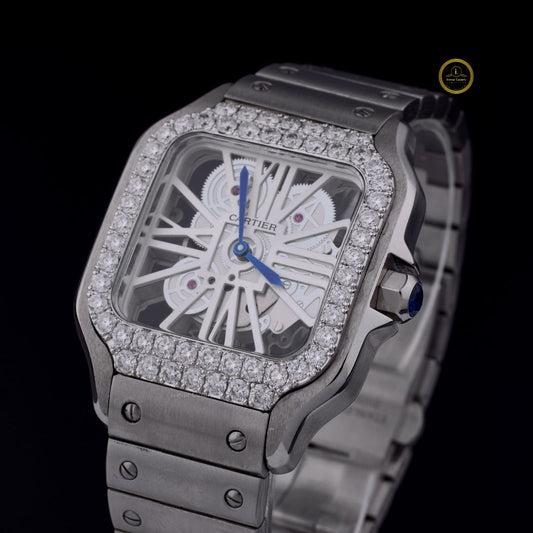 Ivevar Luxury Men's Watch - Hand-Set VVS Moissanite Diamonds on Stainless Steel Band