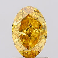 Brilliant Fancy Vivid Brownish Yellow Color 1.00 CT Oval Shape SI1 Clarity Moissanite Diamond For her Ring