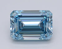 Experience Luxury Emerald Shape Fancy Intense Blue Color 2.06 CT VS1 Clarity Moissanite Diamond For Anniversary Ring