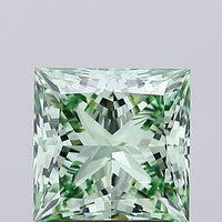 Custom 2.00 CT Princess Shape Fancy Vivid Green Color VVS1 Clarity Lab Grown Diamond For Sweet Wait