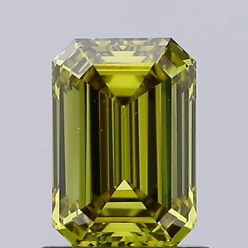 Unique 1.05 CT Emerald Shape Fancy Intense Greenish Yellow Color VS1 Clarity Moissanite Diamond For Propose Ring