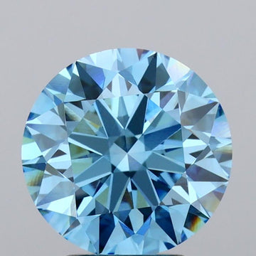 Bright 3.42 CT Round Shape Fancy Vivid Blue Color VVS2 Clarity Moissanite Diamond For Cocktail Ring