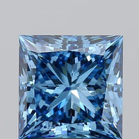 Her 2.09 CT Princess Shape Fancy Vivid Blue Color VVS1 Clarity Lab Grown Diamond For Deep Ease