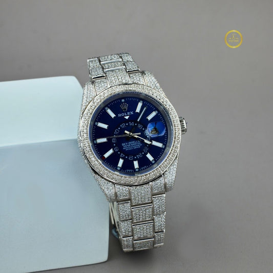 Ivevar Luxury Men's Watch - Hand-Set VVS Moissanite Diamonds on Stainless Steel Band