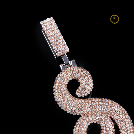 One Letter Pendnet With Two Tone and Moissonite Round Cut diamnd Pendent by Ivevar.