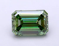 Fine Of 2.02 CT Emerald Shape Fancy Vivid Green Color VS2 Clarity Moissanite Diamond For True Wait