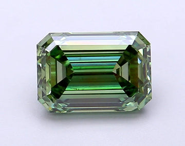 Fine Of 2.02 CT Emerald Shape Fancy Vivid Green Color VS2 Clarity Moissanite Diamond For True Wait