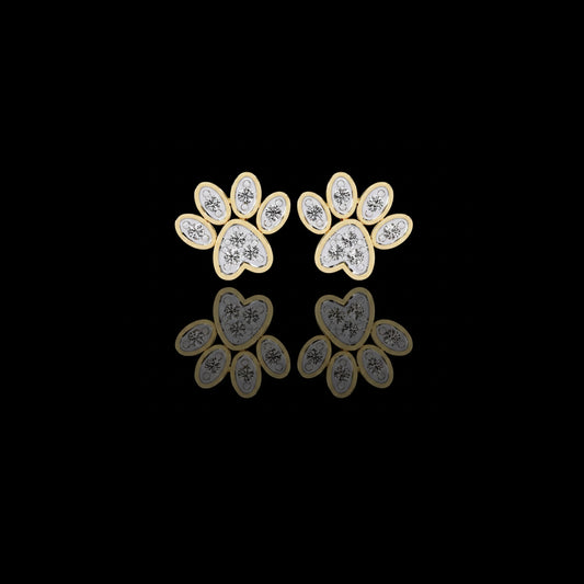 0.18 TCW Charming Paw Shaped Lab grown Earrings with Brilliant Round Diamonds Detailing for Animal Lovers