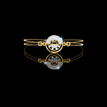 2 TCW Elegant Double Chain Moissanite Bracelet Featuring a Radiant Pave Diamond Circular Medallion Centerpiece By Ivevar