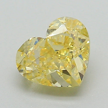 Bright Of 1.23 CT Heart Shape Fancy Intense Yellow Color VS2 Clarity Lab Grown Diamond For One Sky