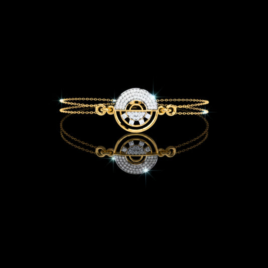 2 TCW Elegant Double Chain Lab Grown Bracelet Featuring a Radiant Pave Diamond Circular Medallion Centerpiece By Ivevar