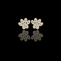 0.18 TCW Charming Paw Shaped Moissanite Earrings with Brilliant Round Diamonds Detailing for Animal Lovers