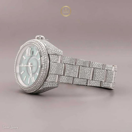 Ivevar Full Iced Out Lab Diamond Watch Luxury Hip Hop Style for Men