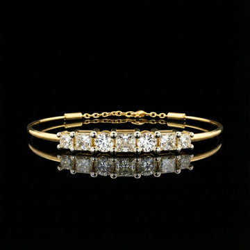4.21 TCW Elegant Band Lab Grown Bracelet with Brilliant Alternating Round and Princess Diamond Accents By Ivevar