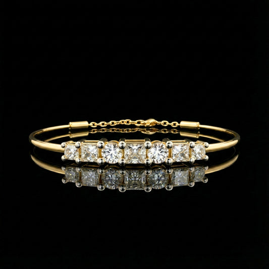 4.21 TCW Elegant Band Lab Grown Bracelet with Brilliant Alternating Round and Princess Diamond Accents By Ivevar