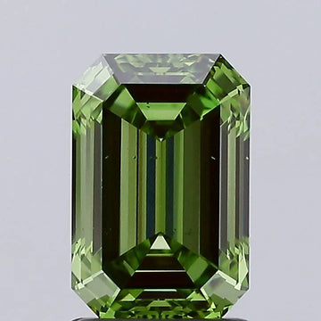 Minimalist Of 1.57 CT Emerald Shape Fancy Vivid Green Color VS2 Clarity Moissanite Diamond For Still Flame