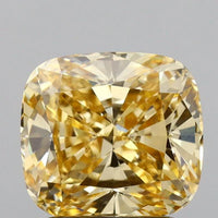 Bright 2.09 Ct Fancy Intense Yellow Color VVS2 Clarity Cushion Cut Moissanite Diamond For Ring