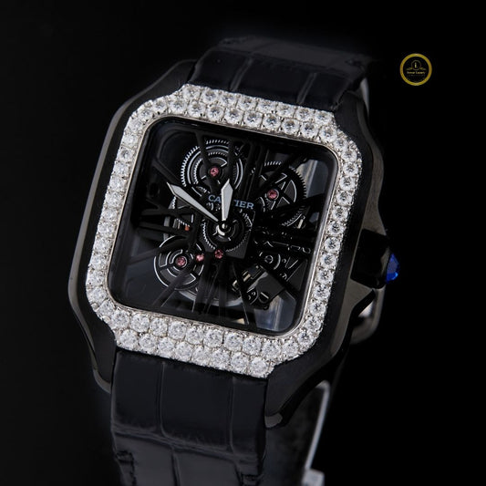 Exquisiteness and precision combined Customized Rubber Strep Men's Wrist Watch With Moissanite Round Cut Diamond Vvs Clarity By Ivevar
