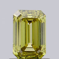 Bright VVS2 Clarity 1.01 CT Emerald Shape Fancy Grayish Yellow Color Moissanite Diamond For Custom Ring