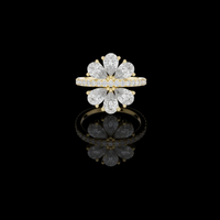 2.50 CT Graceful Round Brilliant Cut Three Stone Moissanite Diamond Ring with Pave Set Diamond Band