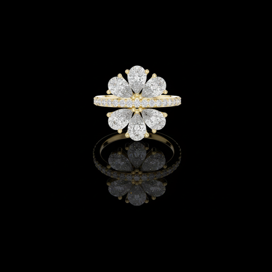 2.13 CT Graceful Round Brilliant Cut Three Stone Moissanite Diamond Ring with Pave Set Diamond Band