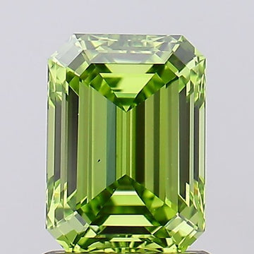 Trendy Emerald Shape Fancy Vivid Green Color 1.12 CT VS1 Clarity Moissanite Diamond For Anniversary Ring