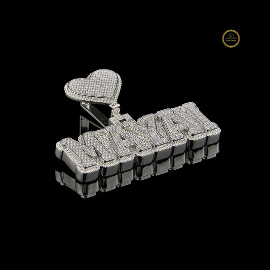 Custom Diamond Name Pendant with lab Grown Diamond Heart Charm