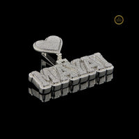 Custom Diamond Name Pendant with Moissanite Diamond Heart Charm