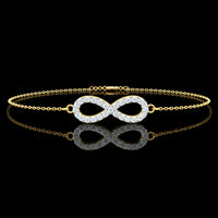 0.75 TCW Sparkling Round Cut Lab Diamond Pave Infinity Symbol Bracelet in Gold Chain Design By Ivevar