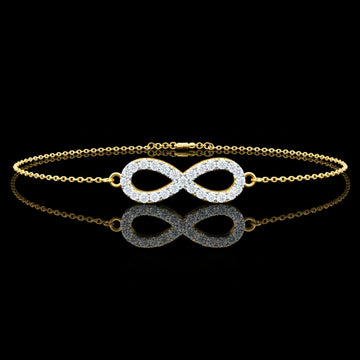 0.75 TCW Sparkling Round Cut Lab Diamond Pave Infinity Symbol Bracelet in Gold Chain Design By Ivevar