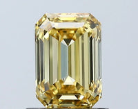 Unique 1.01 CT Emerald Shape Fancy Vivid Yellow Color VS2 Clarity Moissanite Diamond For Propose Ring