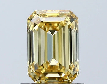 Unique 1.01 CT Emerald Shape Fancy Vivid Yellow Color VS2 Clarity Moissanite Diamond For Propose Ring