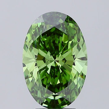Bold Beauty Of 4.08 CT Oval Shape Fancy Vivid Green Color VS2 Clarity Lab Grown Diamond For The Still
