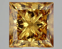 Stunning 3.27 CT Princess Shape Fancy Vivid Brownish Yellow Color VS2 Clarity Moissanite Diamond For Wedding Ring
