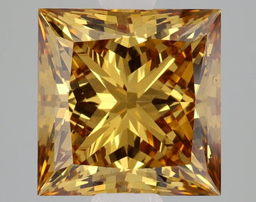 Stunning 3.27 CT Princess Shape Fancy Vivid Brownish Yellow Color VS2 Clarity Moissanite Diamond For Wedding Ring