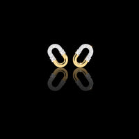 0.21 TCW Contemporary Pave Moissanite Diamond U-Shaped Link Earrings Crafted in Dual-Tone Gold