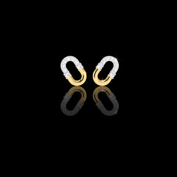 0.21 TCW Contemporary Pave Moissanite Diamond U-Shaped Link Earrings Crafted in Dual-Tone Gold