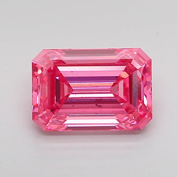 Classic Of 1.62 CT Emerald Shape Fancy Vivid Pink Color VS2 Clarity Lab Grown Diamond For Gold Light
