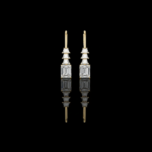 7.42 CT Aurora Step Emerald Cut Moissanite Diamond Drop Earrings in Sleek Luxury